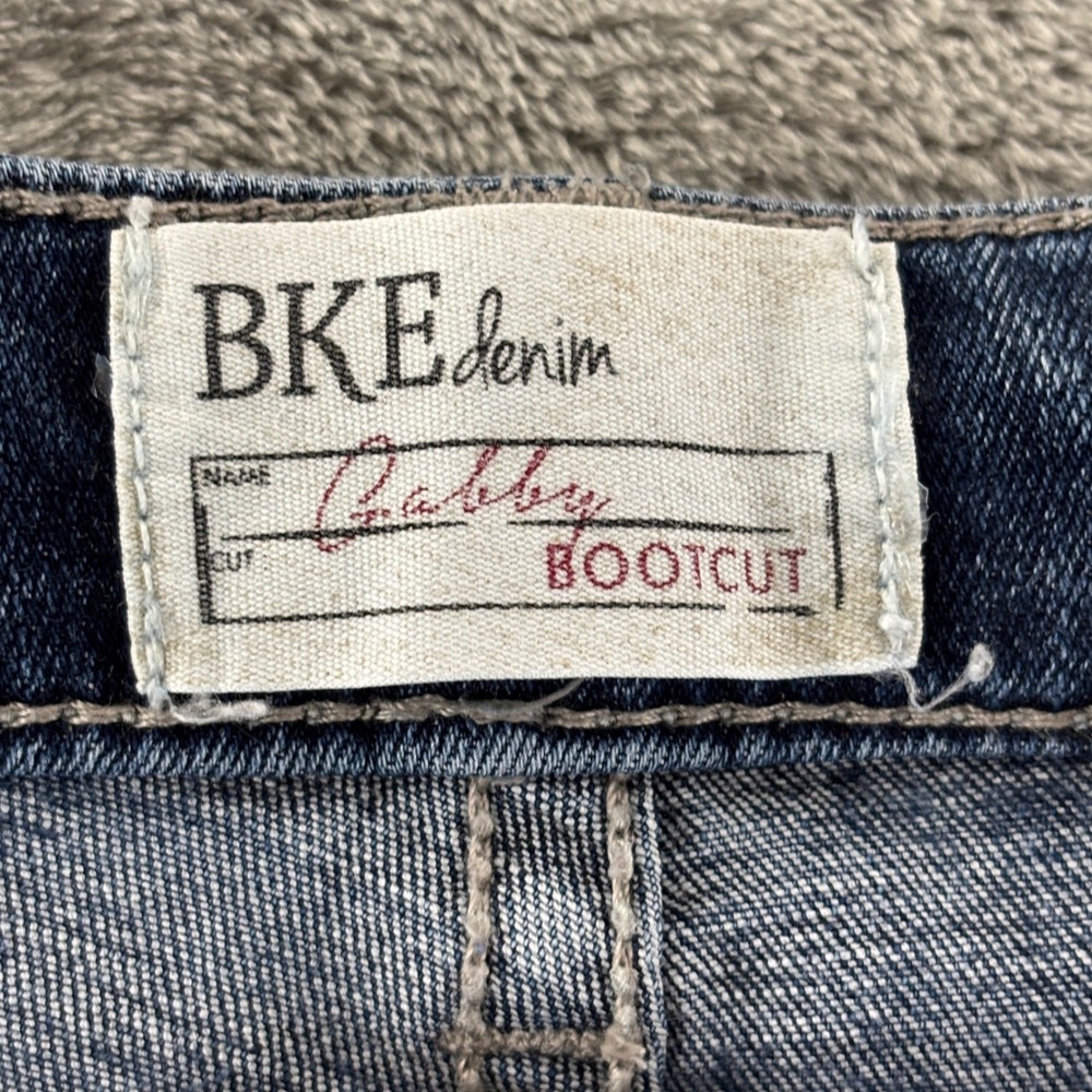 BKE Gabby Bootcut Jeans Womens 31L Long Stretch Blue Distressed Denim 33" Inseam - Picture 3 of 10